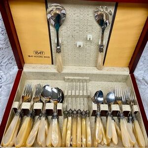 Vintage 32pc Neiman Marcus France Flatware with Pearlized Handles -Service for 6